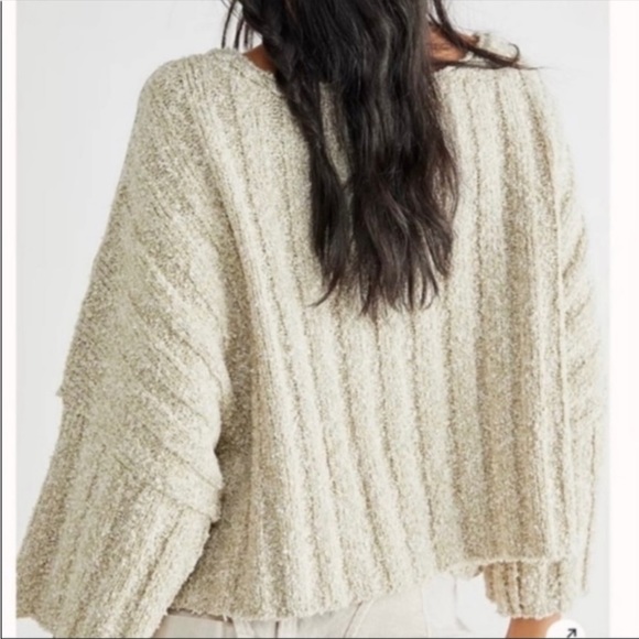 Free People Good Day Palm slouchy chunky knit pullover size S - Picture 6 of 15